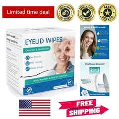 Gentle 60-Count Hypoallergenic Eyelid Wipes with Tea Tree Oil for Sensitive Eyes
