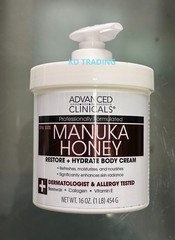 ADVANCED CLINICALS Spa Size MANUKA HONEY Restore Hydrating BODY CREAM 454g
