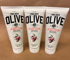 (SET of 3) KORRES Pure Greek Olive Body Cream Peach Blossom, 6.76 fl oz. **New**