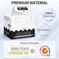 Disposable Face Towels XL 10&Prime;×12&Prime;, 50 Count Ultra Soft Thick Biodegradable