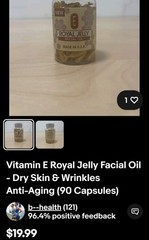 Vitamin E Royal Jelly Facial Oil Dry Skin,Wrinkles Anti-Aging (Lot Of 97)90 Coun