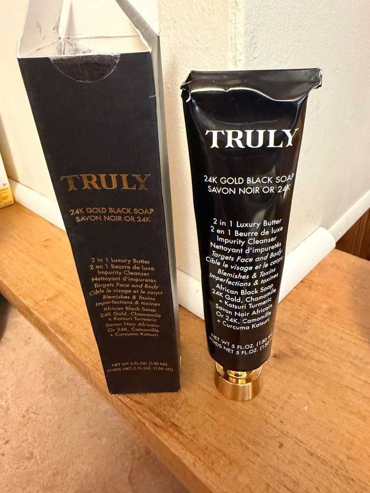 Truly 24K Gold Black Soap 2-in-1 Luxury Butter Impurity Cleanser, 5 fl oz