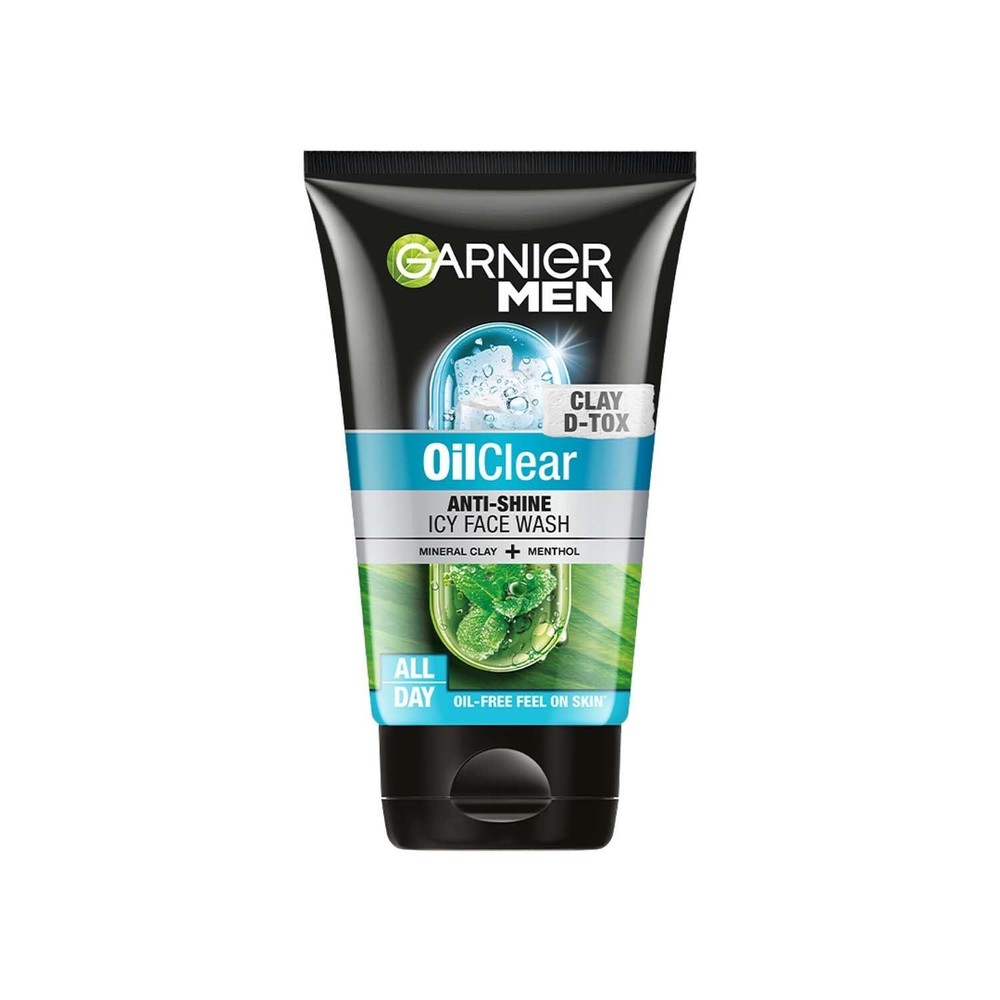 2 X Garnier Men Oil Clear Clay D-Tox Deep Cleansing Icy Face Wash 100gm