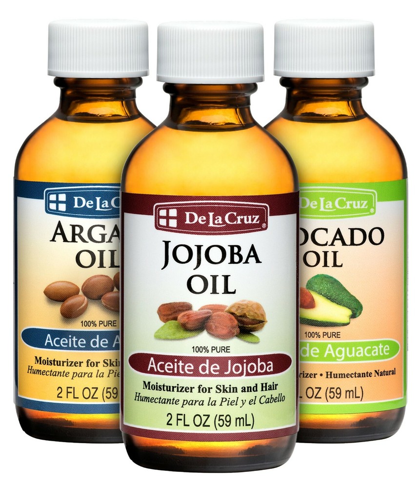 De La Cruz Pure Argan, Jojoba and Avocado Oils (Three 2 FL OZ Bottles) / USA
