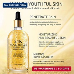 24K Gold Serum for Face, 2Pack Skin Tone Even Anti Aging Moisturizer with Vitami