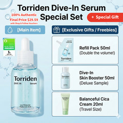Torriden Serum Set 50ml x2 +Booster 50ml Cream 20ml +3 FREE MEDIHEAL Masks