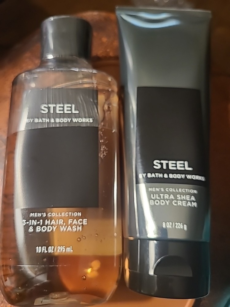 BBW Steel Ultra Shea Body Cream Lotion 3-in-1 Hair Face Body Wash LAST ONE