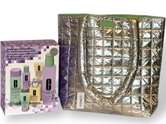 CLINIQUE 2 Dry Combination Skin 6 Piece Set with Silver Tote Bag NIB New Sealed