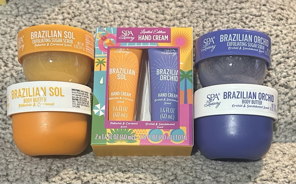 Spa Luxury Brazilian Sol & Orchid Hand Cream, Body Butters & Scrubs (Set of 5)