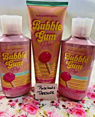 Bath Body Works Bubble Gum Pop BODY WASH x 2 + 1 Body Cream Lot of 3 NEW!