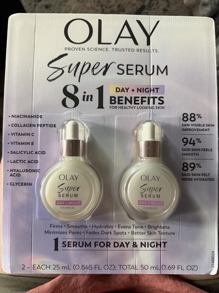 NEW Olay Super Serum Day + Night 8-in-1 2 x 25mL (50mL Total) Niacinamide Duo