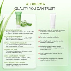 Aloderma 99% Organic Aloe Vera Gel Made within 12 Hours of Harvest Face & Body