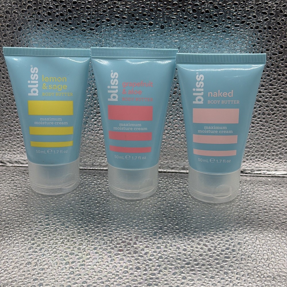 Lot of (3) BLISS Lemon Sage, Grapefruit Aloe Naked Body Butter – 1.7 Oz Each