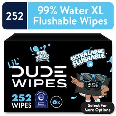 LiL&rsquo; DUDE Flushable Wipes, Extra Large Fragrance Wet Wipes, 252 Count, 6 Pack