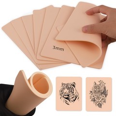 Rayyl 3mm Tattoo Skin Practice – 5Pcs Tattoo Practice Skin Soft Silicone Doub…