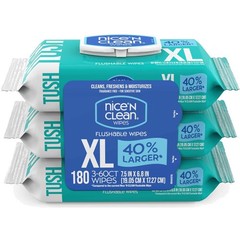 Extra Large Flushable Wipes 180 Count Unscented Hypoallergenic