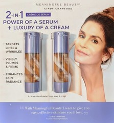 NEW MEANINGFUL BEAUTY CINDY CRAWFORD 2 in 1 Crème De Serum 2 PK, 1 Fl Oz Each