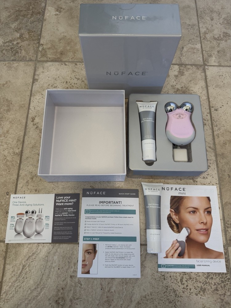 NuFACE Mini Facial Toning Device – Pink New In Box With (2) Gel Primer Manuals