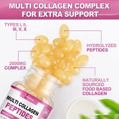 ZHPHK Multi Collagen Peptides for Women 2000mg Hydrolyzed Collagen Peptides Pill
