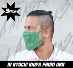 3 PCS Dual Layer Washable Face Masks (Color Green)