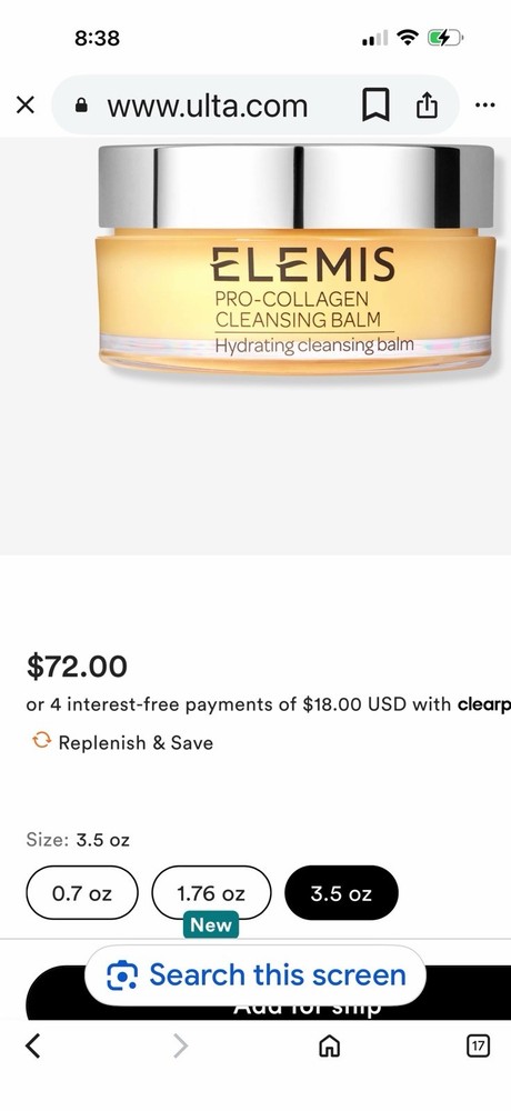 Elemis Pro-Collagen Hydrating Cleansing Balm Padina Pavonica 3.5 oz