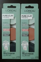 (2) Loreal Pure-Clay Masks Multi-Mask Clay Kit New & Sealed 0.34 fl oz EACH