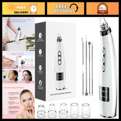 Pore Vacuum Blackhead Remover – 5 Suction Levels, USB Rechargeable Facial Cleane