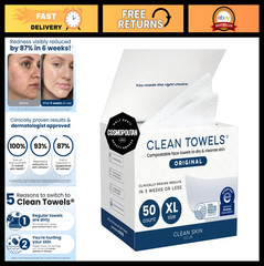 XL Disposable Face Towels – 100% Biobased Makeup Remover Wipes, Soft & Eczema Fr