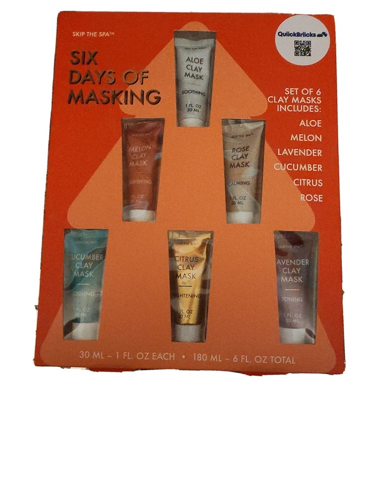SIX DAYS OF MASKING (SKIP THE SPA TM) 6 Clay Masks New In Box!