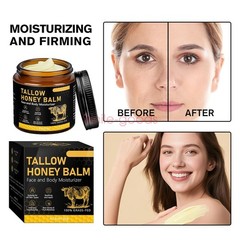 Beef Tallow for Skin, Tallow and Honey Balm for Face, Organic Grass-fed Beef