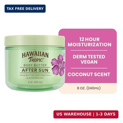 Hawaiian Tropic After Sun Body Butter with Coconut Oil, 8 oz, After Sun Lotion,