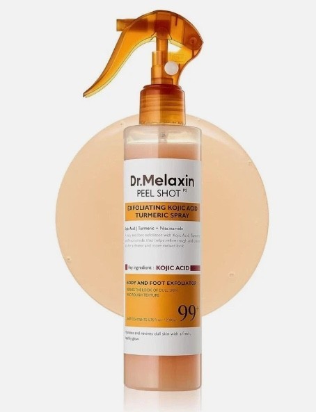 Dr.Melaxin Peel Shot Kojic Acid Turmeric Exfoliating Spray Body Foot Skin Bright