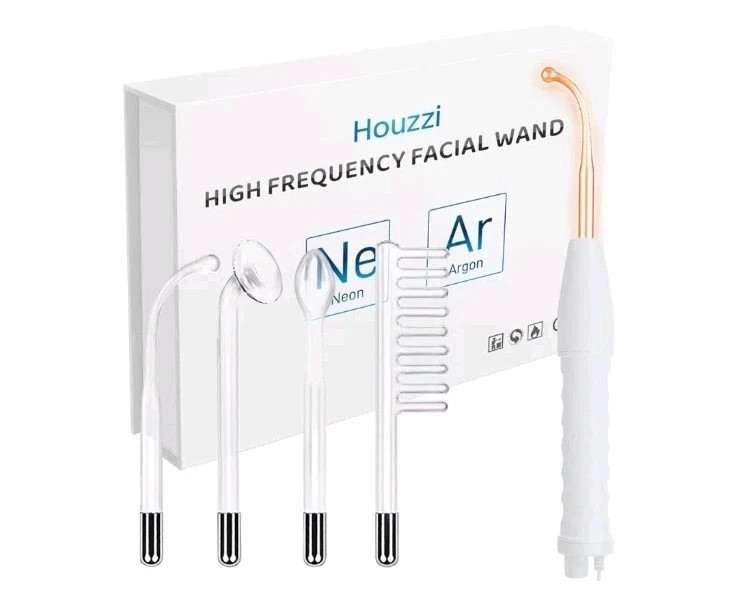 Houzzi High Frequency Skin Therapy Wand 4PC Neon ARgon Facial Device Skin Care