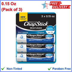 ChapStick Moisturizer Original Lip Balm Tubes, SPF 15 And Skin Protectant 3 Pack