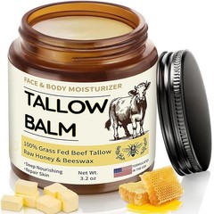 Moisturizing Tallow Balm for Face and Body, Enriched with Honey and Vitamins