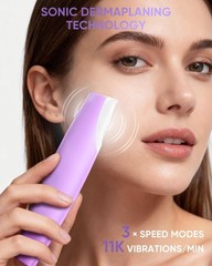 2-in-1 Sonic Dermaplaning Tool for Women – LED Light, 3-Speed Exfoliator, 8 Blad