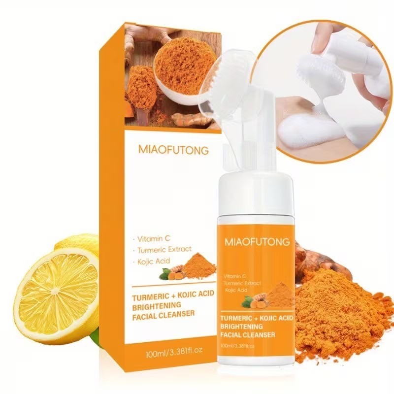 Soothing Face Wash Turmeric & Kojic Acid Brightening Facial Cleanser with Brush