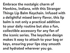 Stranger Things Mixed Berry Flavor Lip Balm Stick & Keychain Holder Set New