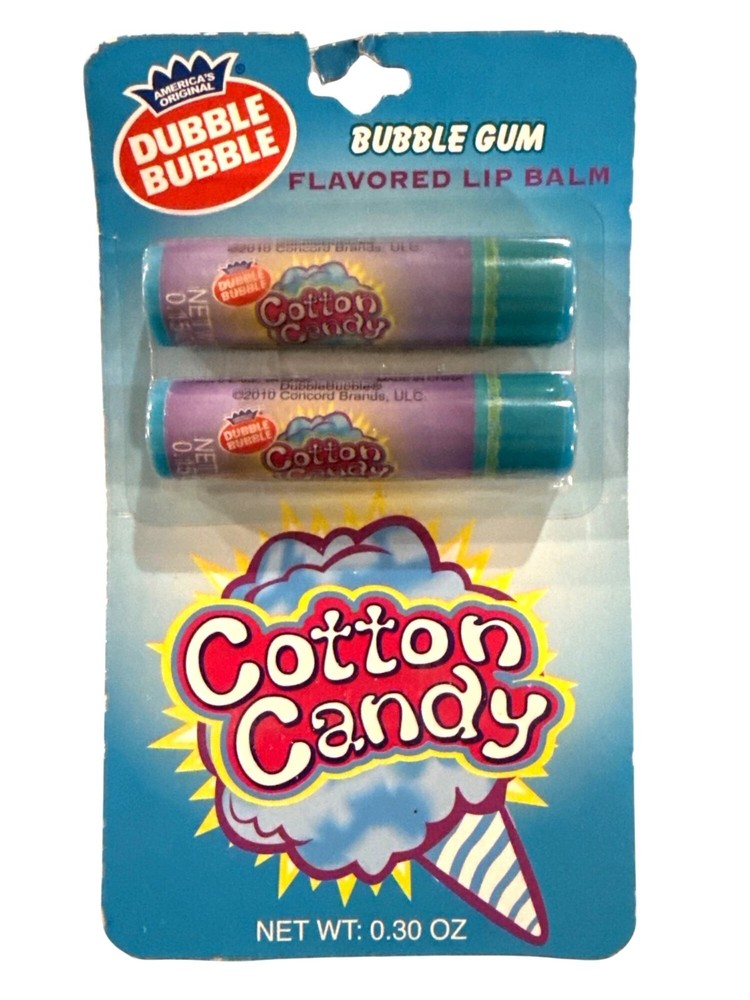 2pc Set Vintage 2010 Lotta Luv Dubble Bubble Gum Cotton Candy Flavored Lip Balm