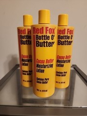 3x Red Fox Bottle O’Butter Cocoa Butter Moisturizing Lotion Creme 16 fl oz