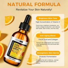 Vitamin C Serum Face Brightening Hyaluronic Acid Dark Spot Glow 60ml 2 Pack
