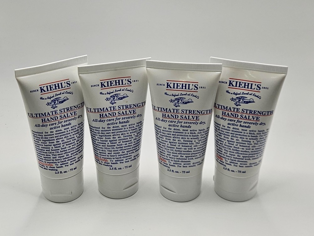 New 4x Kiehl&rsquo;s Ultimate Strength Hand Salve 2.5oz/75ml 4 in 1 Box