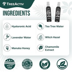 TreeActiv Hyaluronic Acid Face Serum 2oz Anti-Aging Hydrating Wrinkle Repair Oil