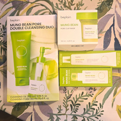 beplain Mung Bean Pore Double Cleansing Set Oil/Foam + Clay Mask + Serum