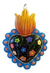 Hand-Painted Clay Heart. Mexican Crafts