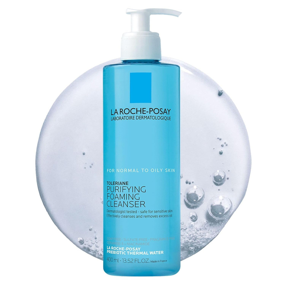 Toleriane Purifying Foaming Facial Cleanser, Niacinamide + Ceramides + Prebiotic