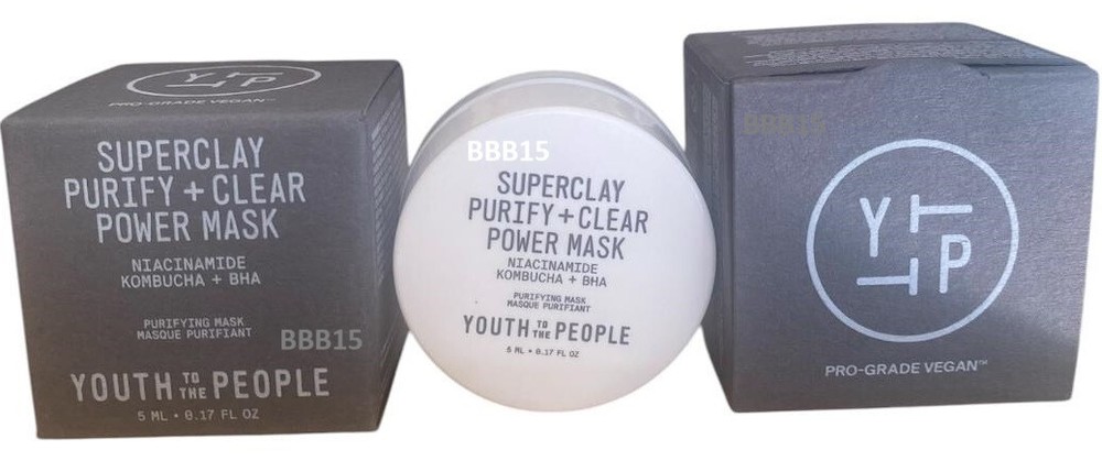 Youth To The People Superclay Purify + Clear Power Mask,5ML EACH X 2 NEW W/ BOX