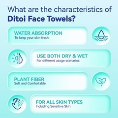 Ditoi Disposable Face Towels XL, Soft Cotton Facial Cleansing 50 pcs, White