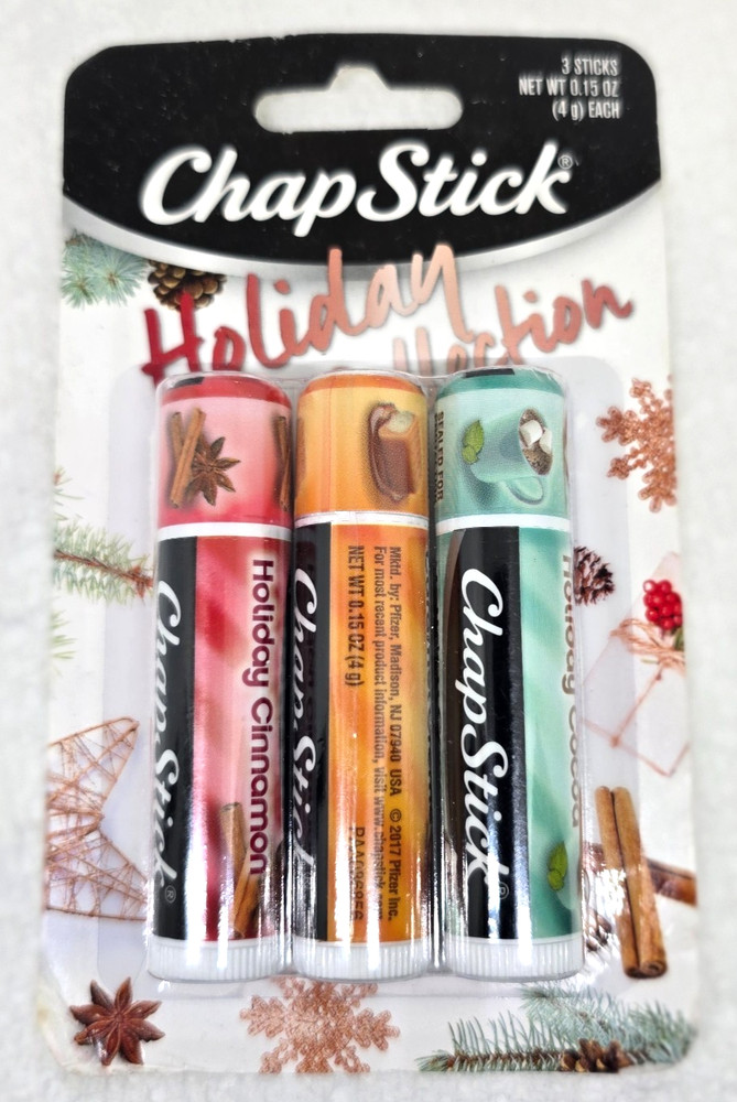 ChapStick Holiday Collection Trio Cinnamon Caramel Crème Cocoa