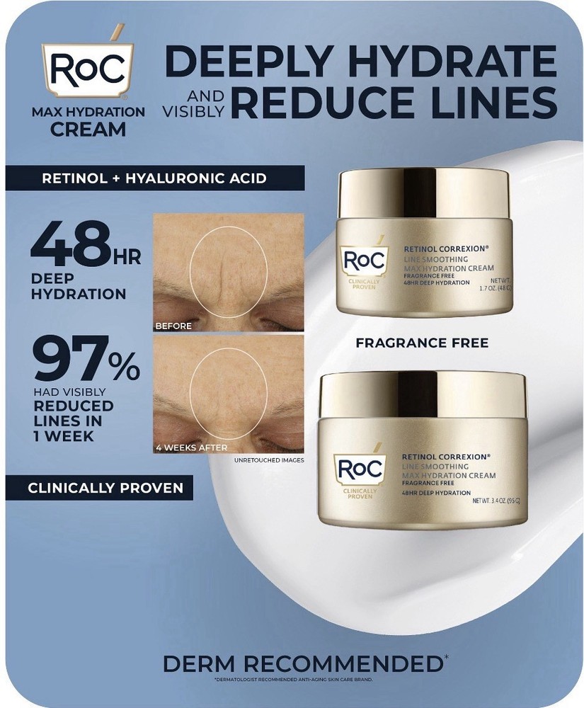 RoC Retinol Correxion Max Hydration Cream, 1.7 oz & 3.4 oz Item 1612795